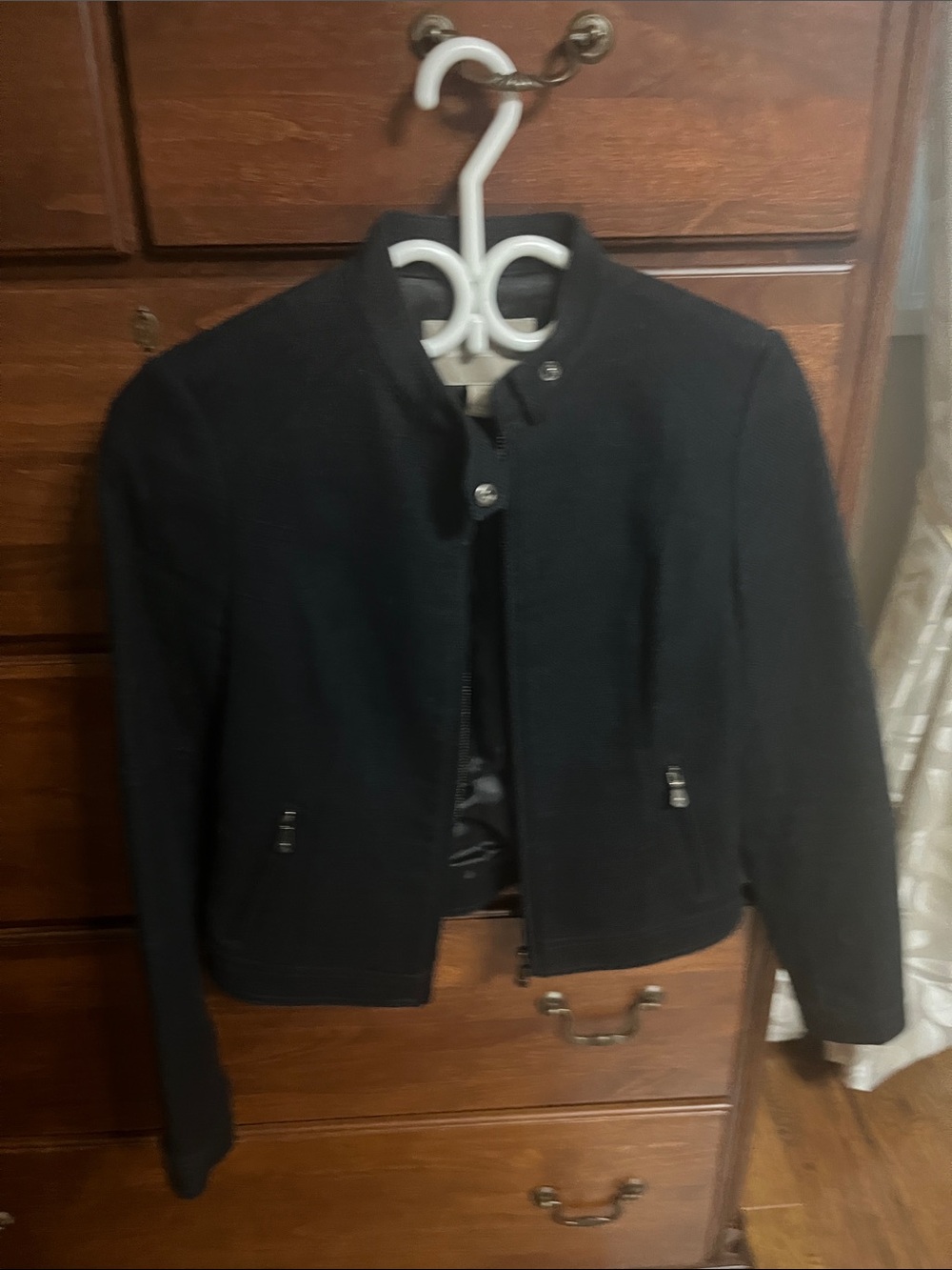 Banana Republic Black Cropped Stand-Collar Jacket